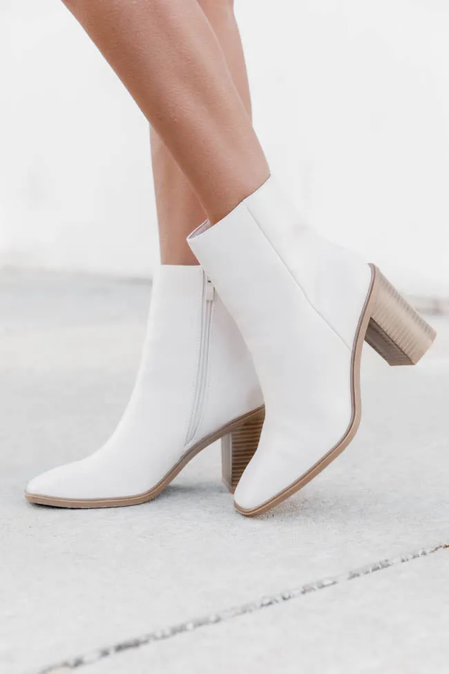 Lyla Cream Classic Square Toe Booties FINAL SALE