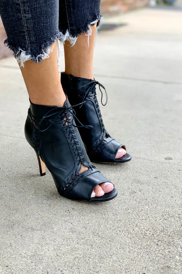 Magan Lace Up Peep Toe Bootie