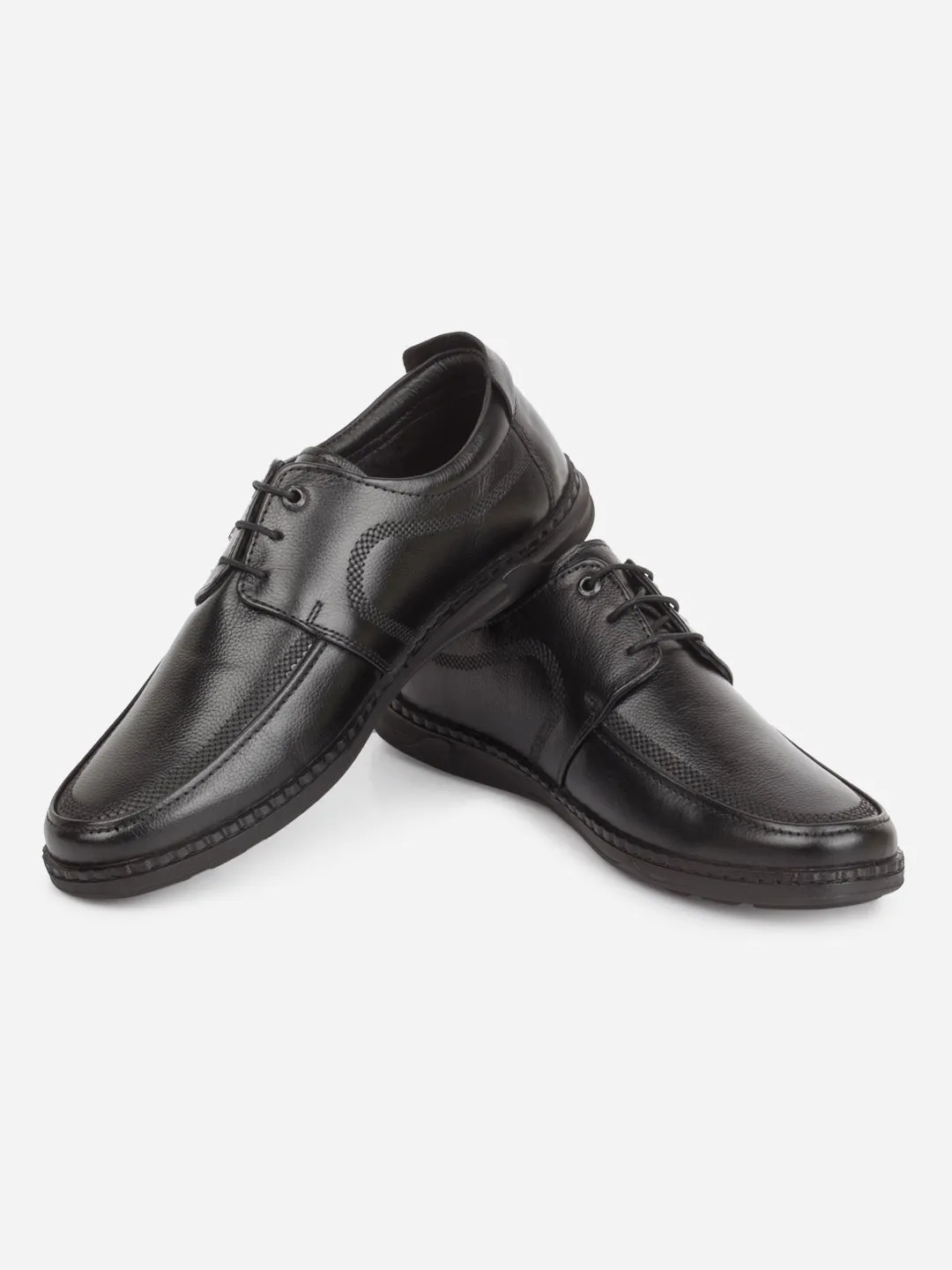 Men's Black Round Toe Lace Up Semi Formal (ID2254)