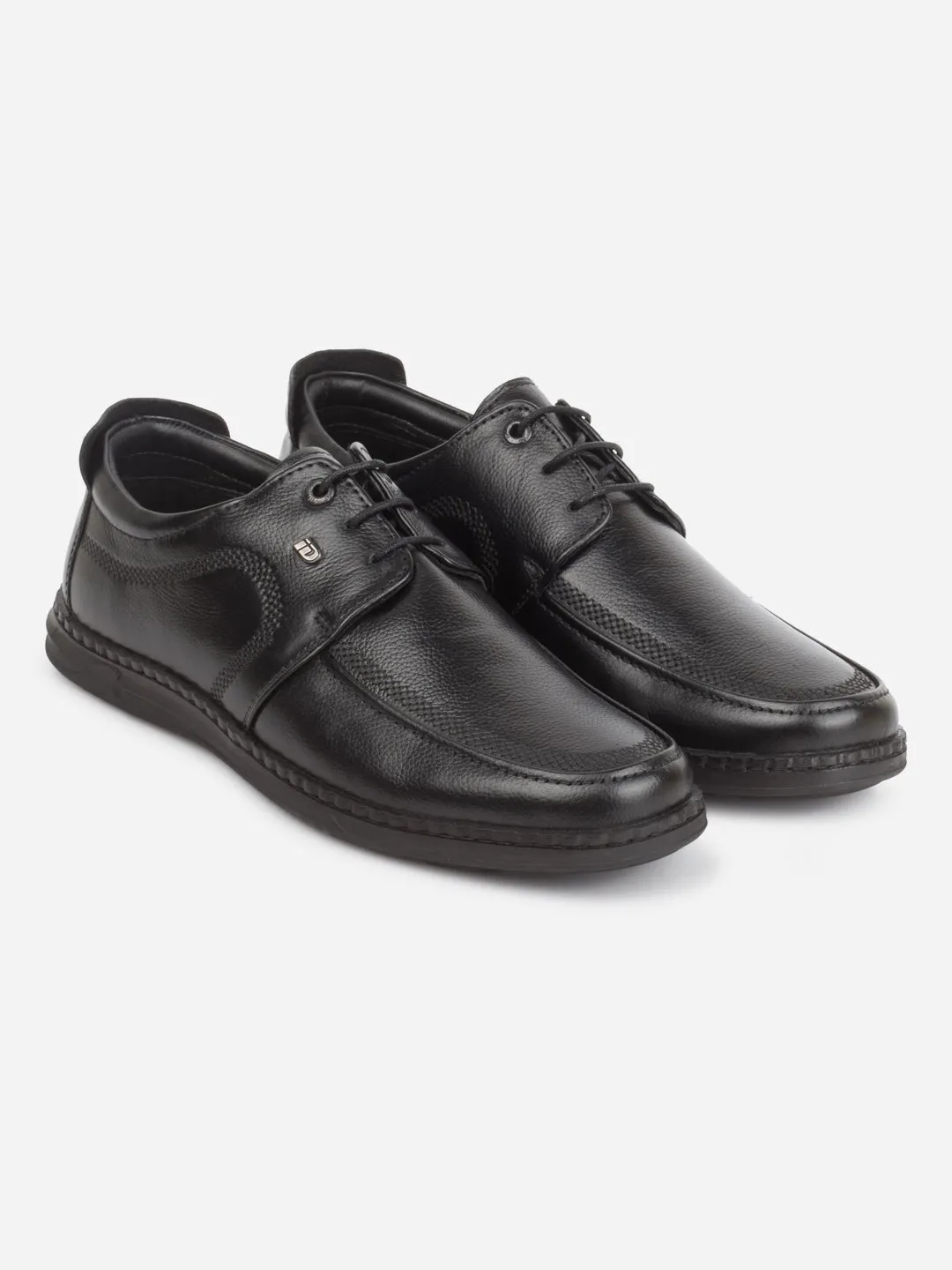 Men's Black Round Toe Lace Up Semi Formal (ID2254)