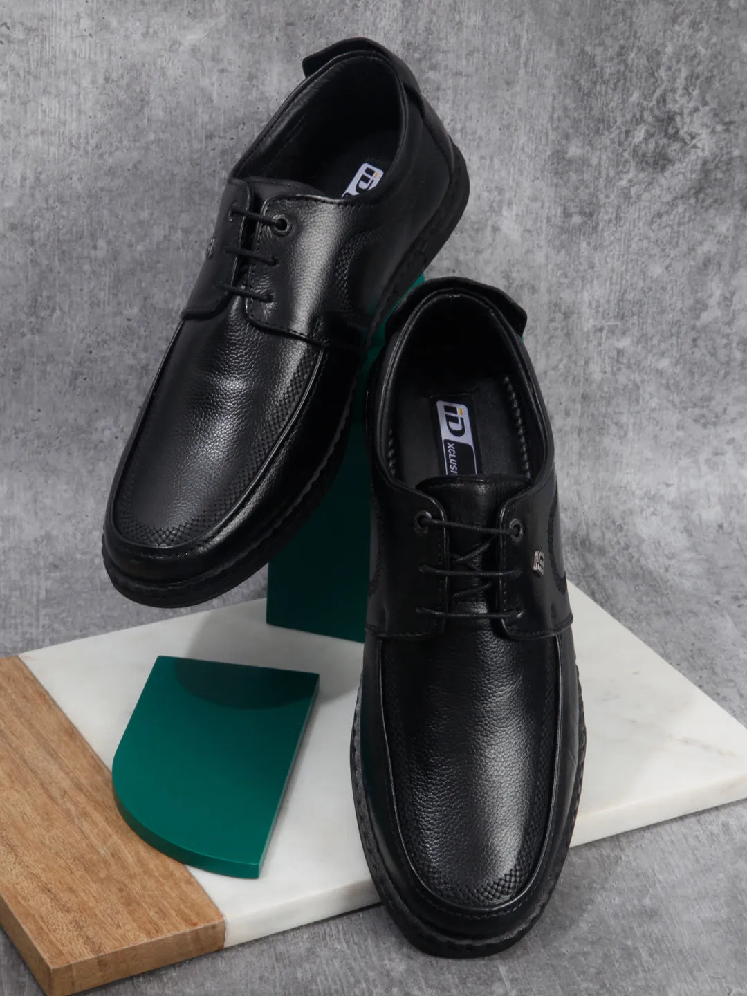 Men's Black Round Toe Lace Up Semi Formal (ID2254)