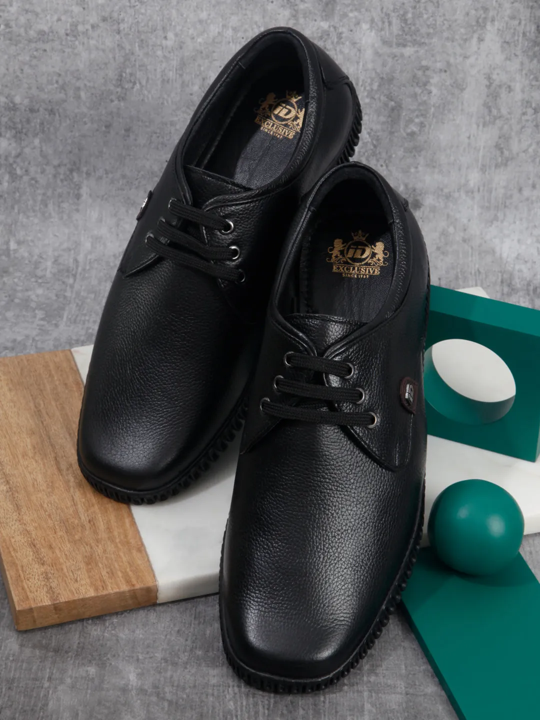 Men's Black Round Toe Lace Up Semi Formal (ID2257)