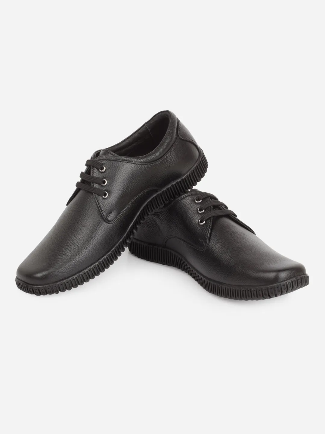 Men's Black Round Toe Lace Up Semi Formal (ID2257)