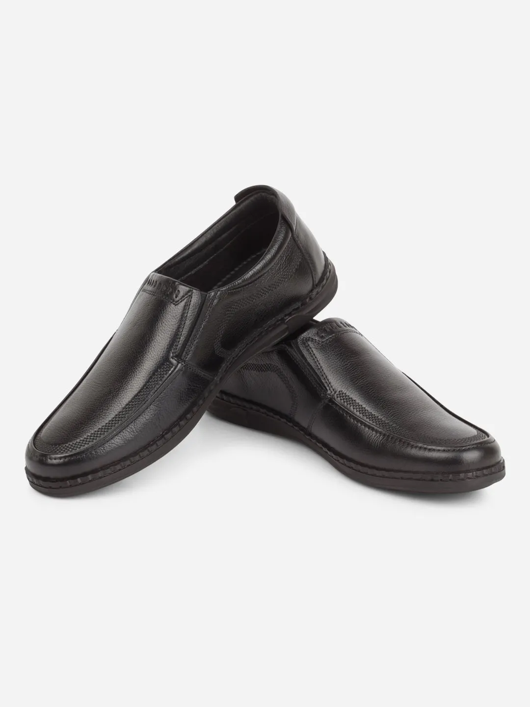 Men's Black Round Toe Slip On Semi Formal (ID2253)