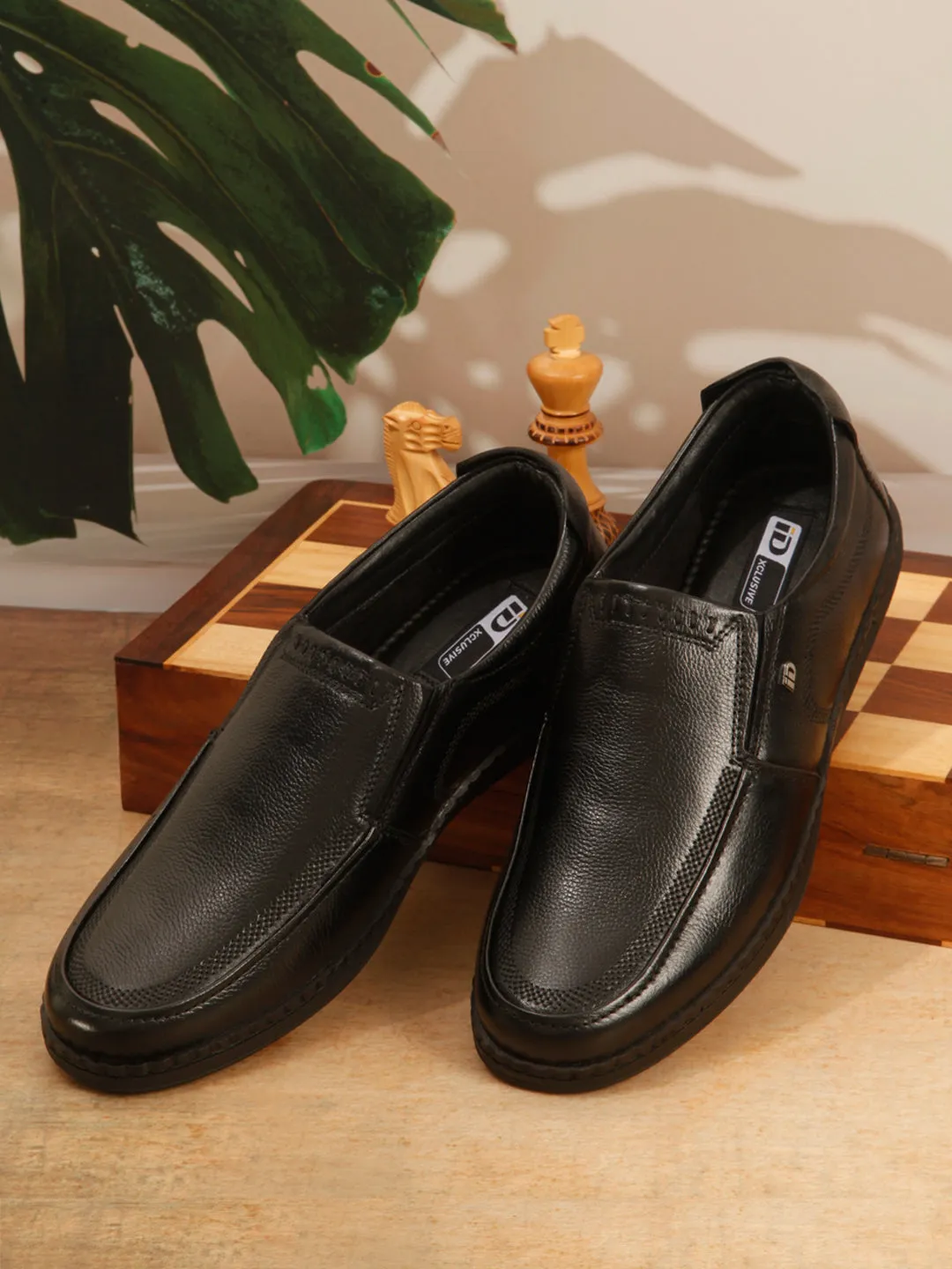 Men's Black Round Toe Slip On Semi Formal (ID2253)