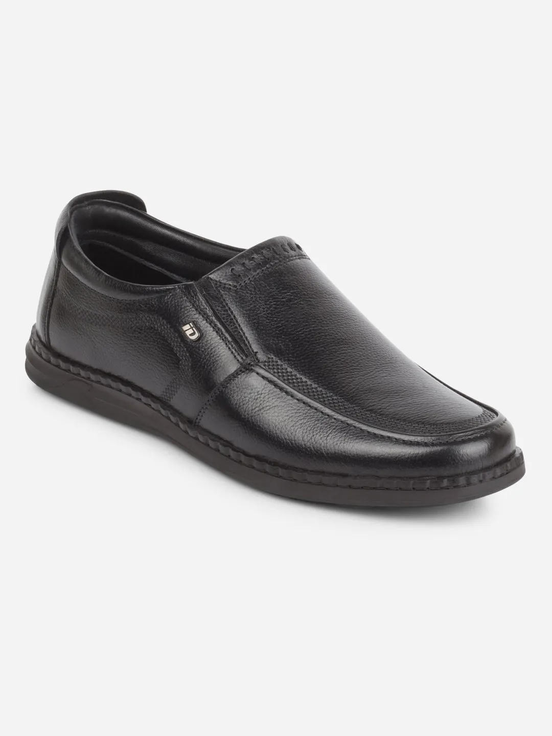 Men's Black Round Toe Slip On Semi Formal (ID2253)