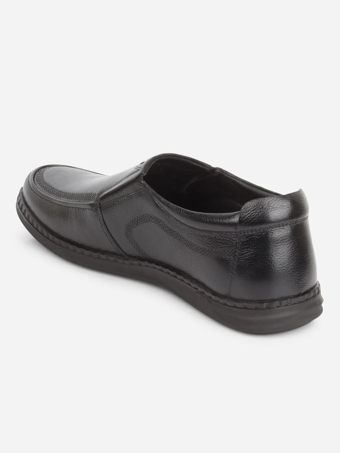 Men's Black Round Toe Slip On Semi Formal (ID2253)