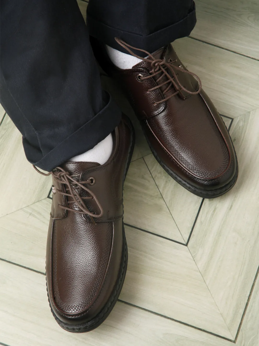 Men's Brown Round Toe Lace Up Semi Formal (ID2254)