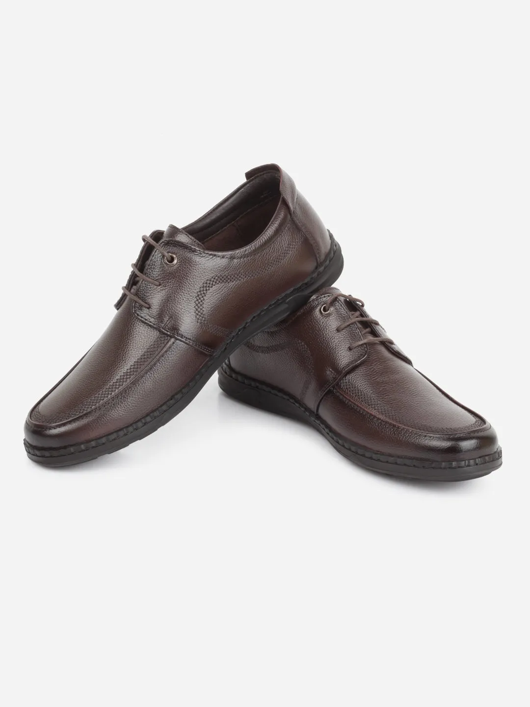 Men's Brown Round Toe Lace Up Semi Formal (ID2254)