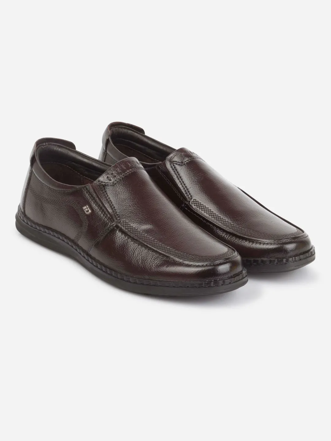 Men's Brown Round Toe Slip On Semi Formal (ID2253)