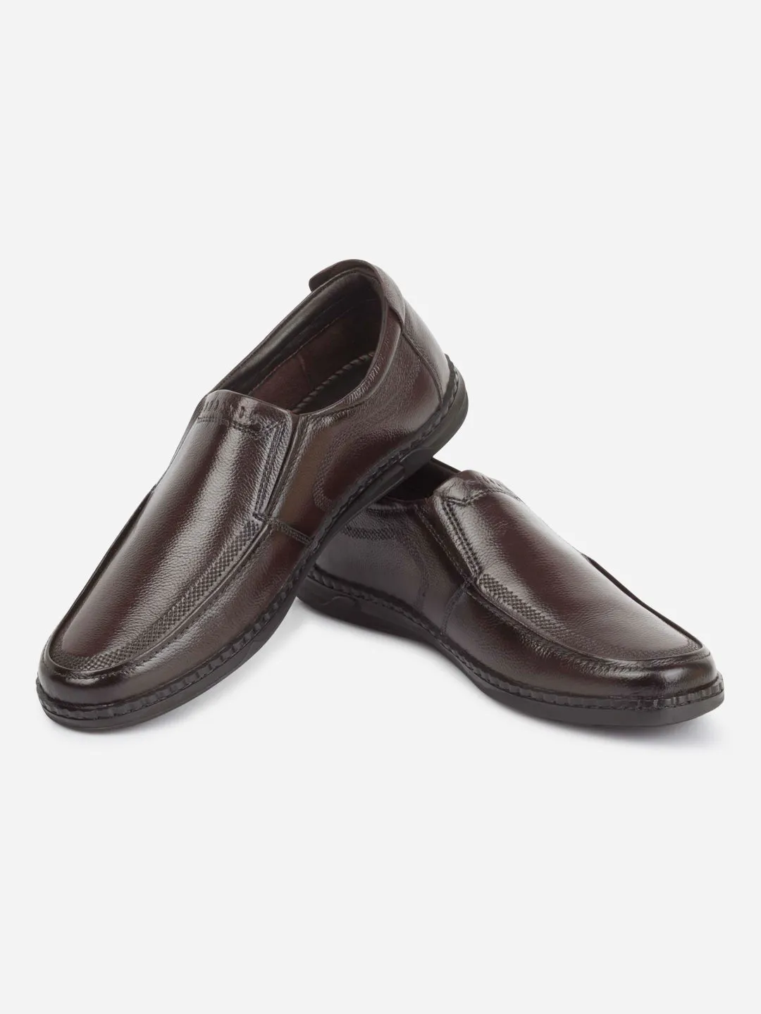 Men's Brown Round Toe Slip On Semi Formal (ID2253)