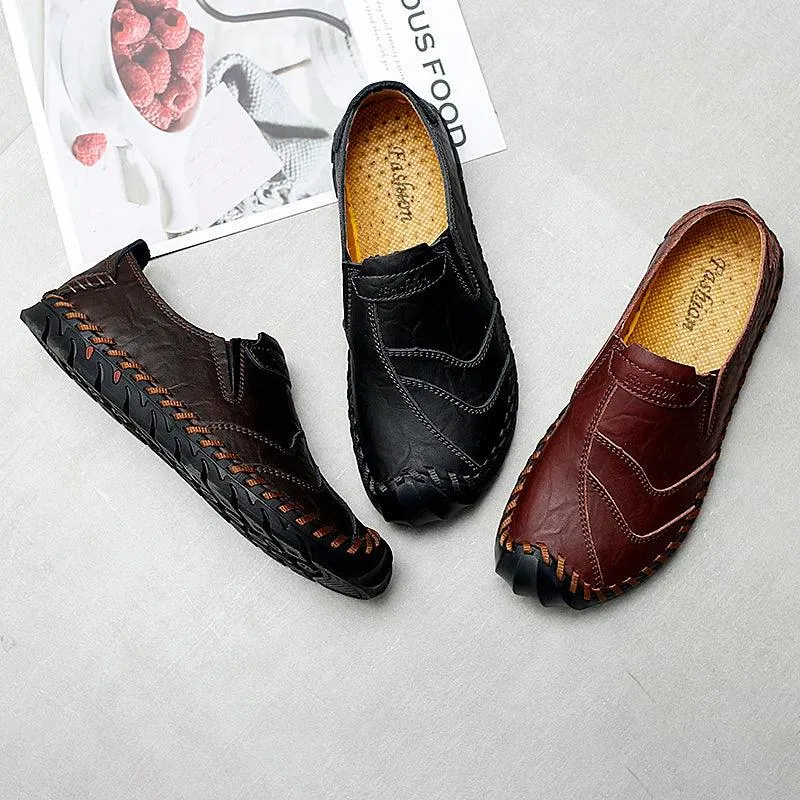 Men's Casual Shoes Handmade Leather Flat Loafers #JU302