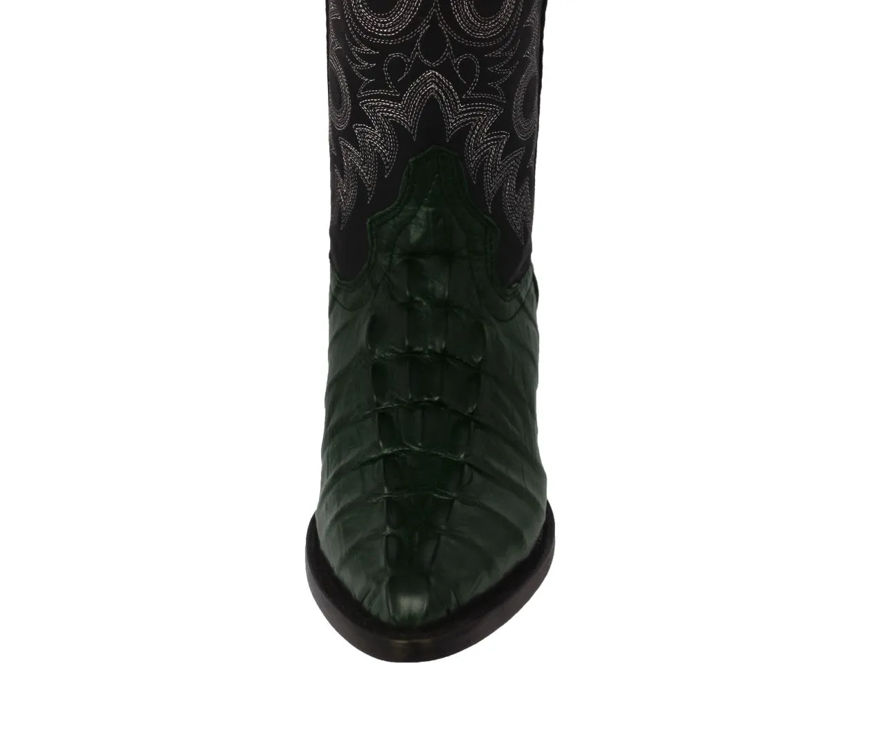 Mens Green Alligator Tail Print Leather Cowboy Boots J Toe