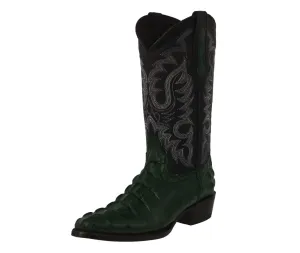 Mens Green Alligator Tail Print Leather Cowboy Boots J Toe