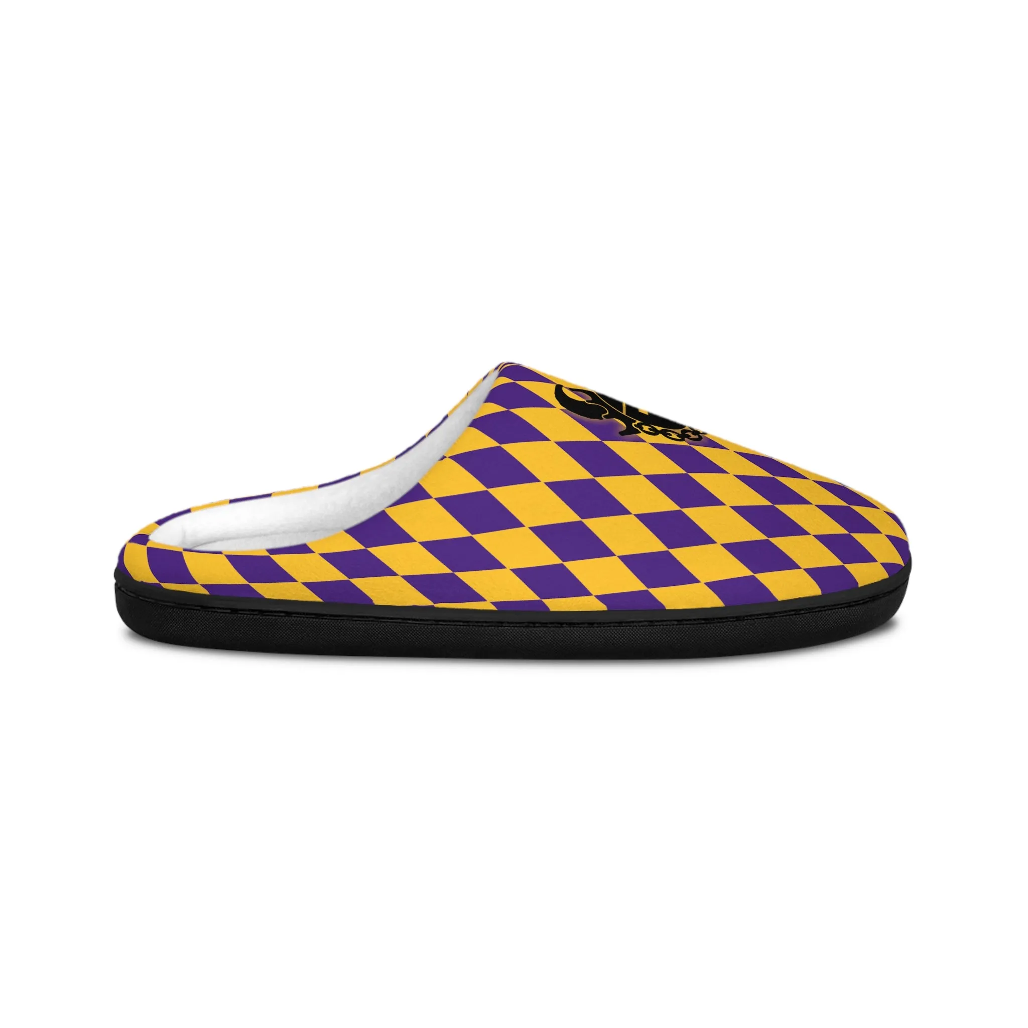 Men's Indoor Slippers - Purple/Gold Diamonds