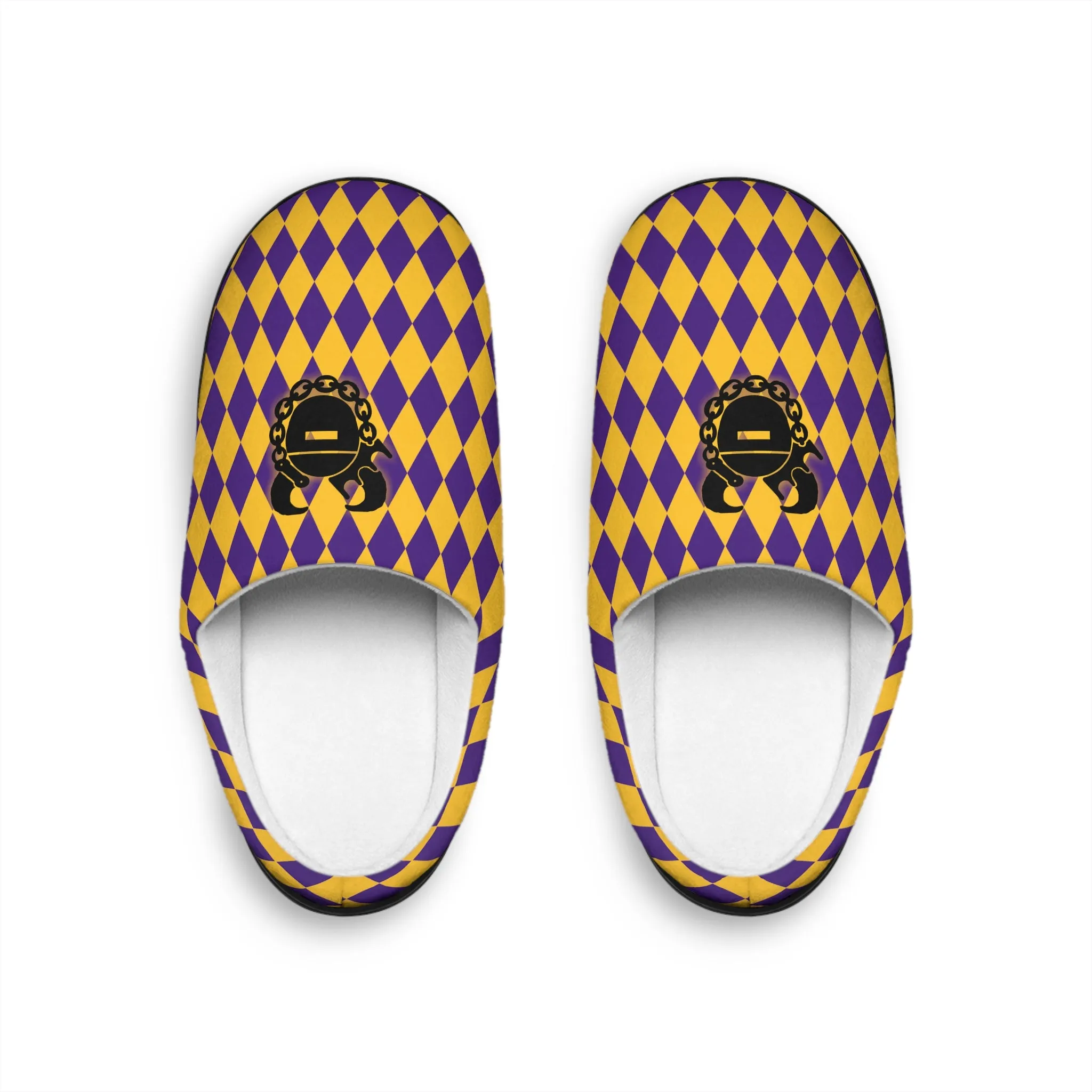 Men's Indoor Slippers - Purple/Gold Diamonds