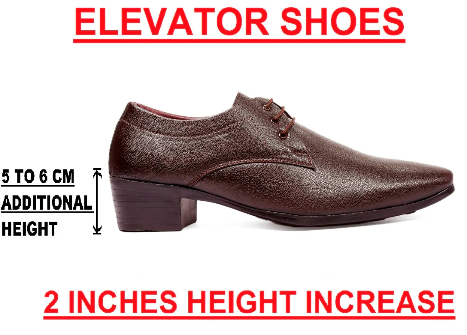 Men's Office Wear Height Increasing Derby Formal Shoes