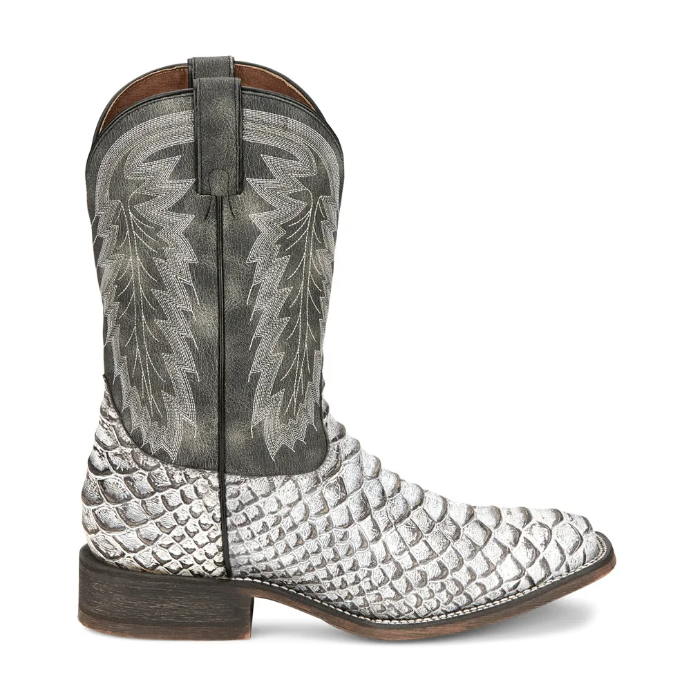 Mescalero Rodeo Snake Print Square Toe Cowboy Boots