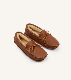 Minnetonka Brown Sheepskin Lined Moose Slipper