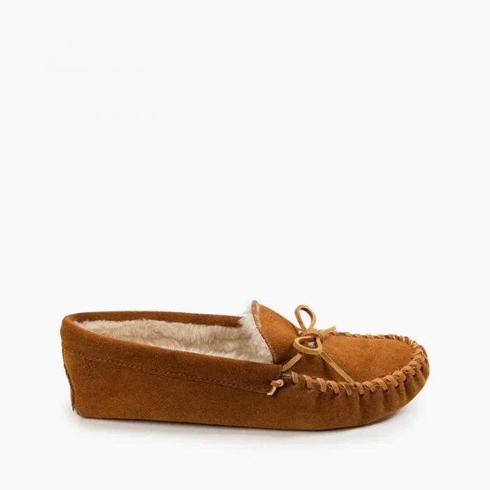 Minnetonka® Men's Pile Lined Soft Sole Suede Leather Moccasins