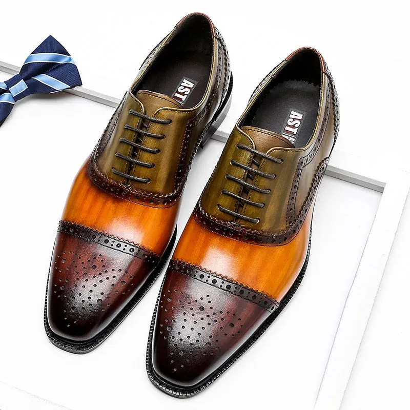 Multi-Color Patchwork Brogue Oxford Shoes