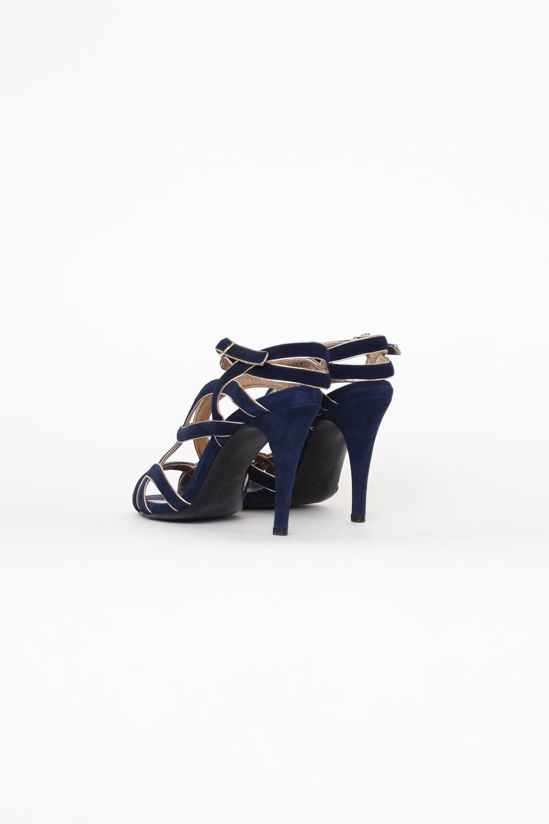 Navy Suede Strappy Pump