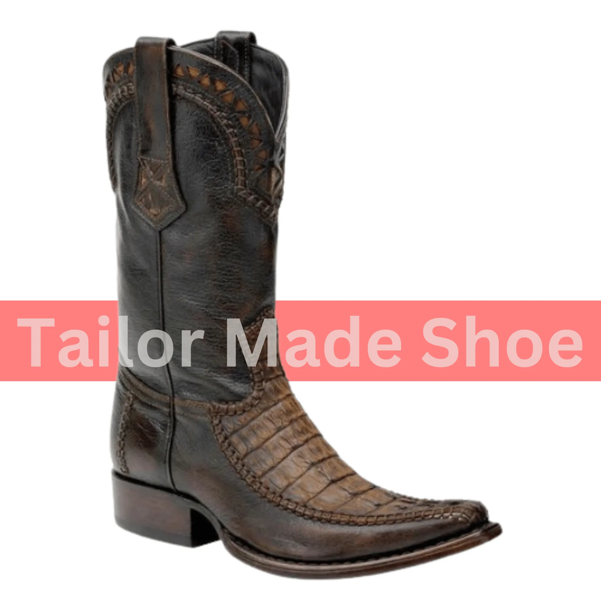 New Genuine Handmade Men's Chocolate Brown Leather Western Mexican Cowboy Boots