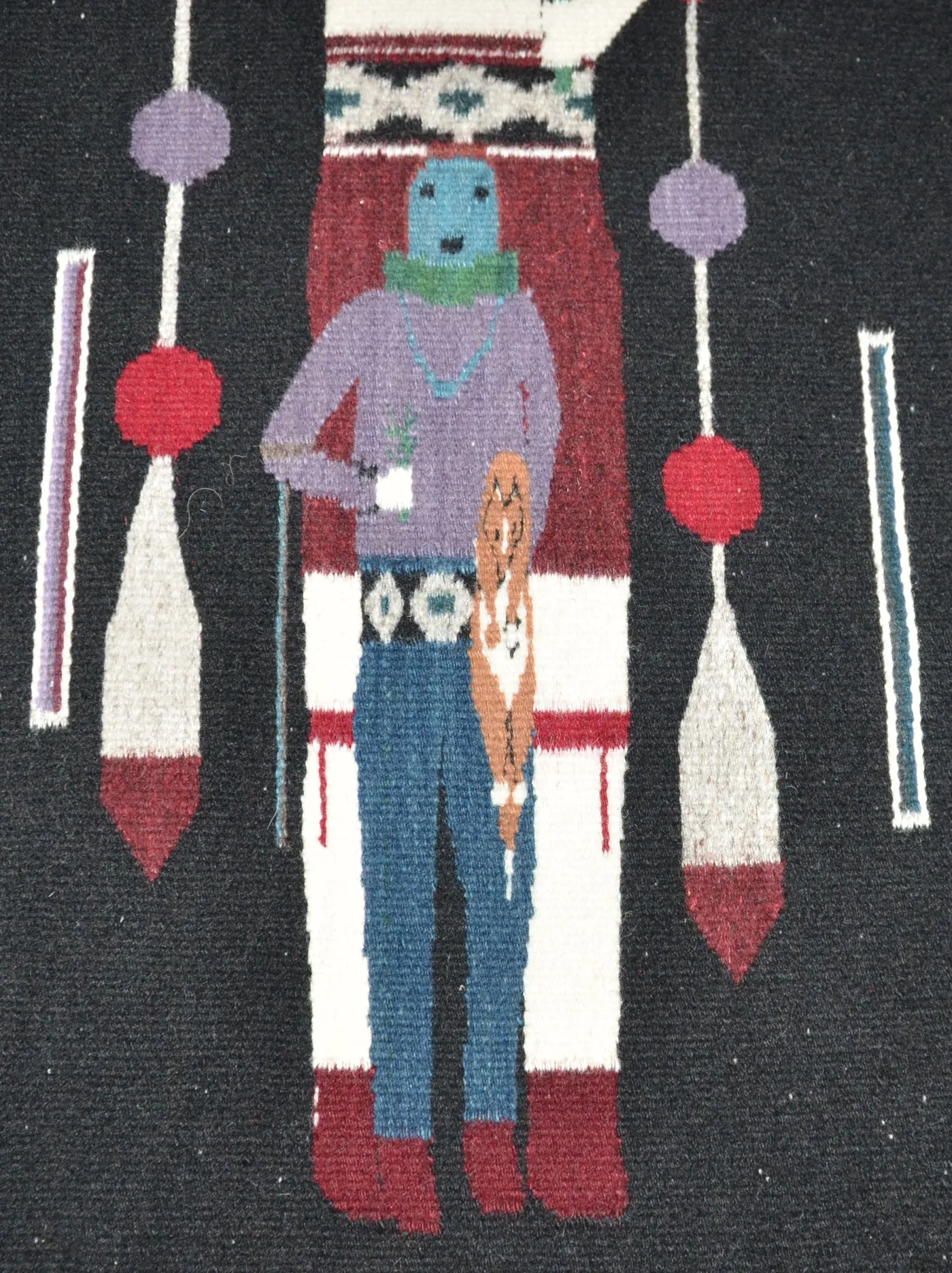 Night Sky Yei be Chei Pictorial Navajo Weaving : Berlinda Nez Barber : Churro 227 : 48"  x 105" (4' x 8'9")