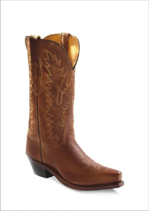 Old West Tan Canyon Womens All Leather 12in Snip Toe Cowboy Western Boots 10 B