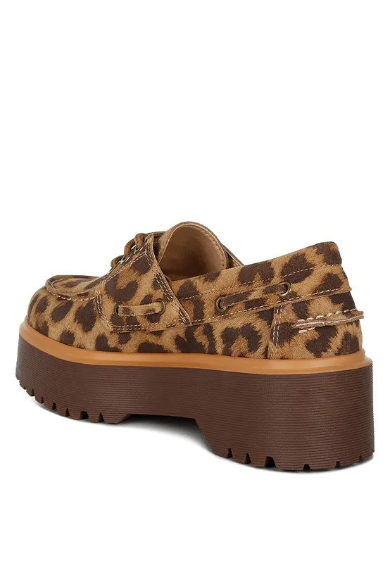 Onglur Leopard Print Suede Oxford Loafers