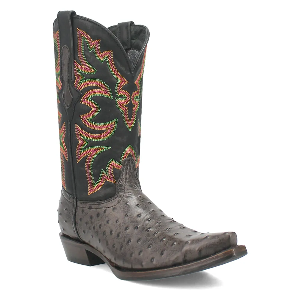 Outlaw Ostrich Print Snip Toe Cowboy Boots