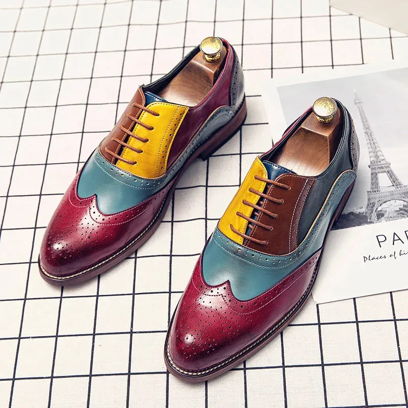 Patchwork Color Platform Brogue Shoes