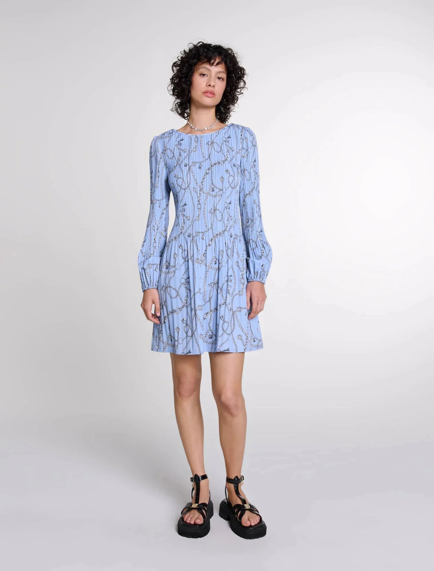 Patterned pleated dress