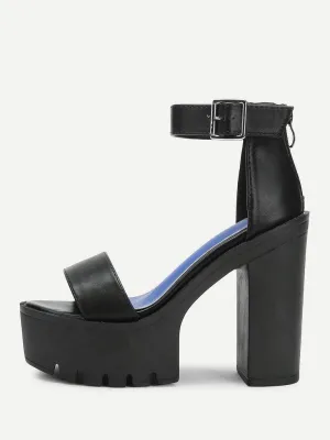 Peep Toe Ankle Strap Platform Heels