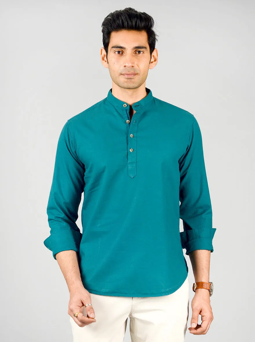 Pine Solid Slim Fit Short Kurta | Greenfibre