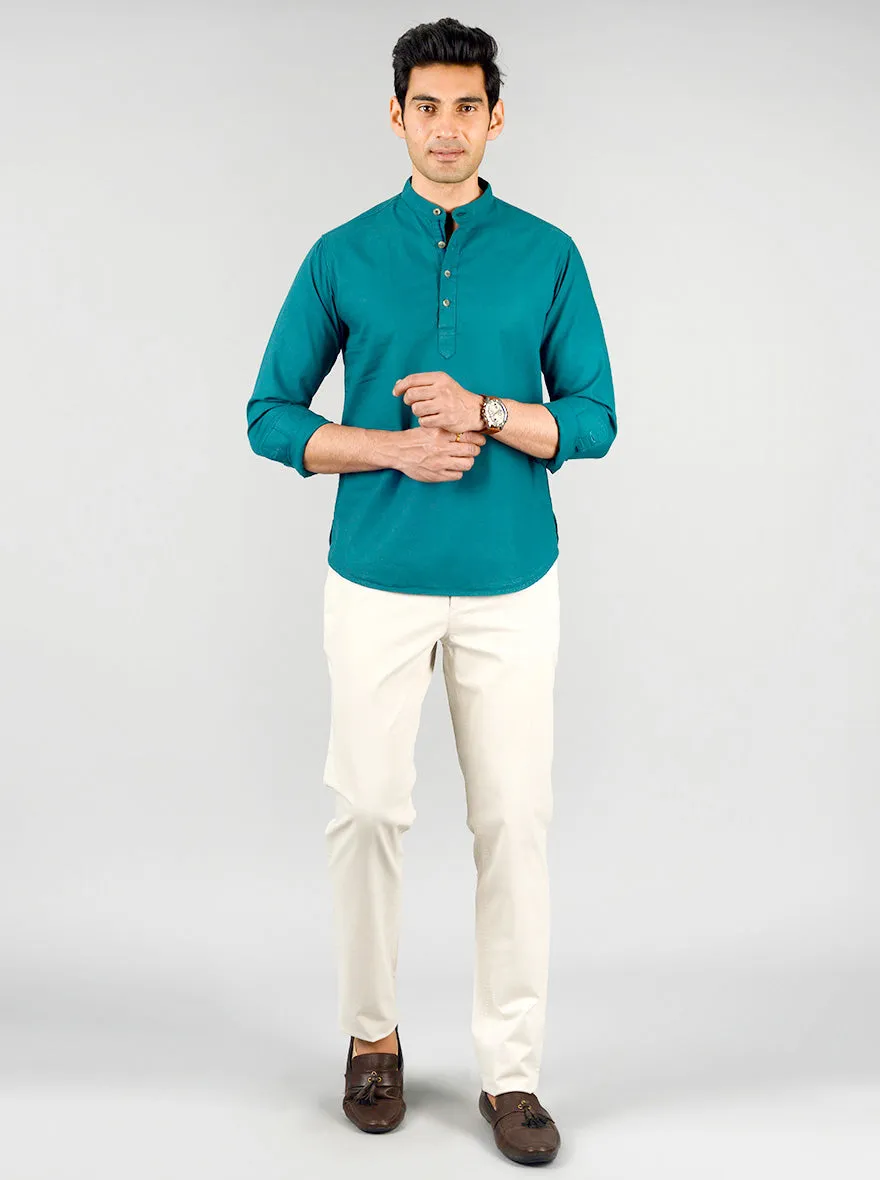 Pine Solid Slim Fit Short Kurta | Greenfibre