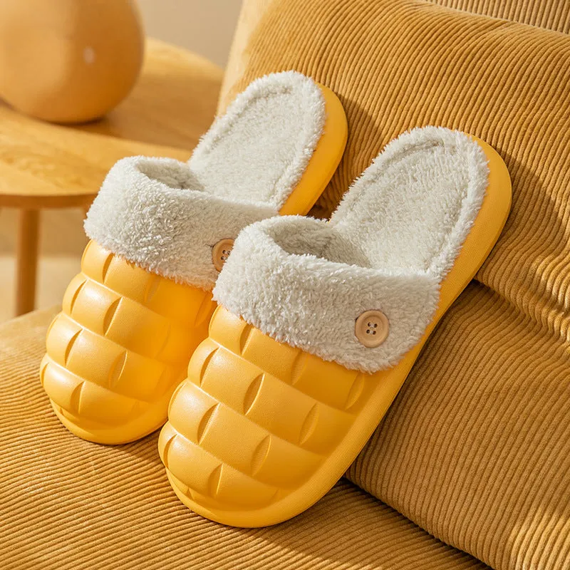 Plaid Slippers EVA Detachable Slippers Cozy Nonslip Warm Plush Shoes Winter House Shoes For Women