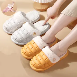 Plaid Slippers EVA Detachable Slippers Cozy Nonslip Warm Plush Shoes Winter House Shoes For Women