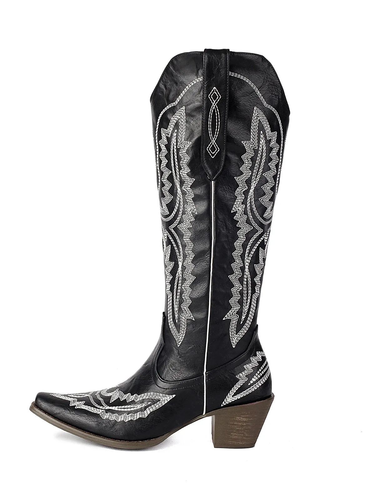 Pointed Embroidered Cowboy Knee-High Boots