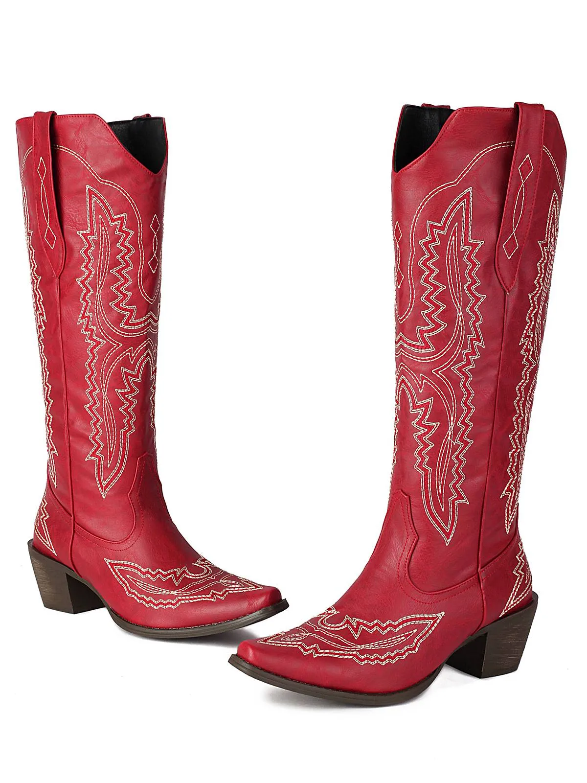 Pointed Embroidered Cowboy Knee-High Boots