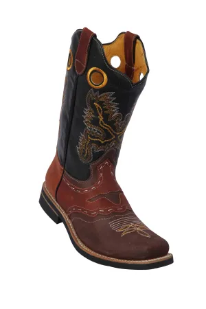 Potro Rebelde Womens Grasso and Crazy Leather Chocolate/Chedron Rodeo Toe Western Boot