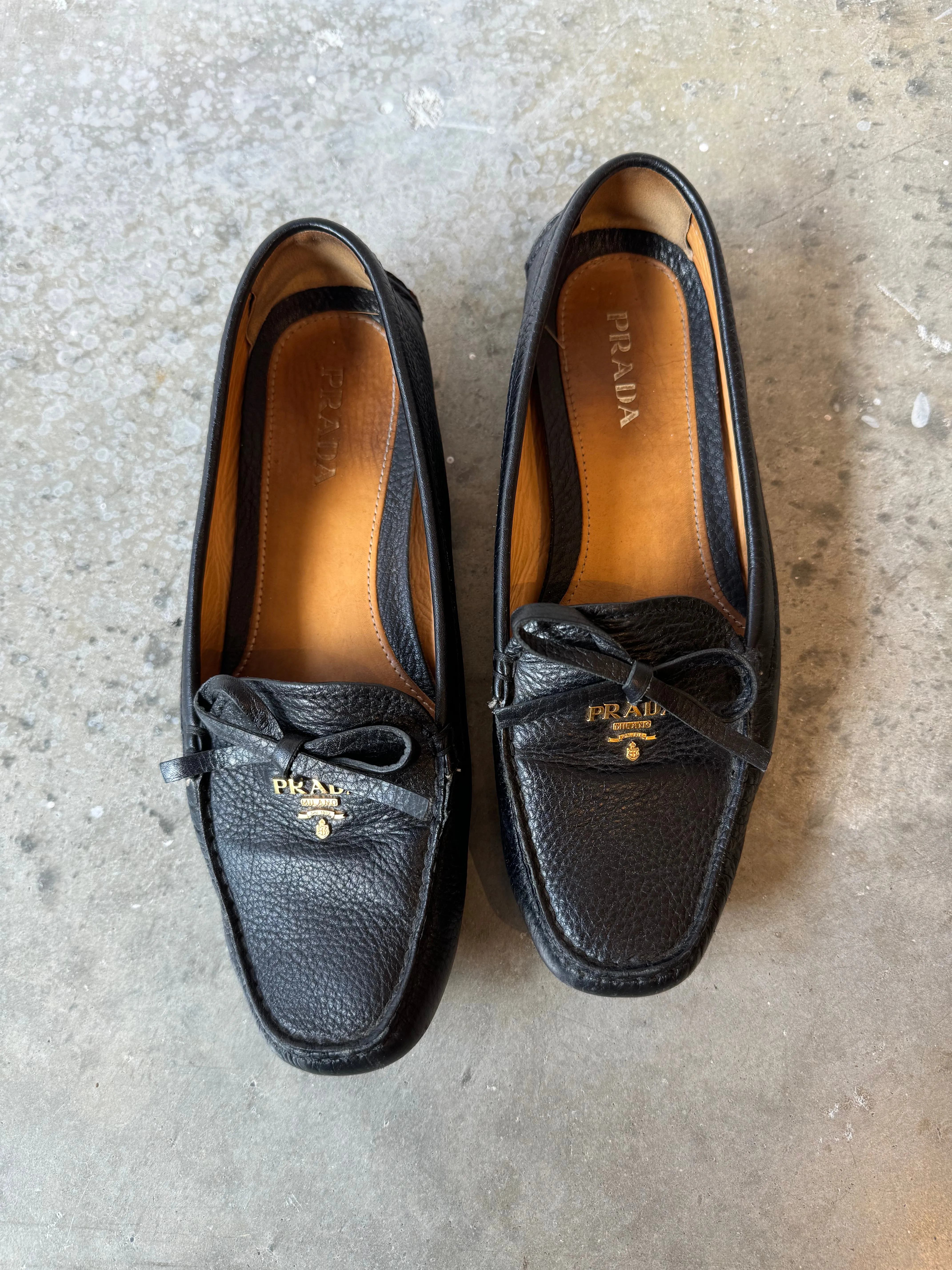 Prada Black Leather Loafers