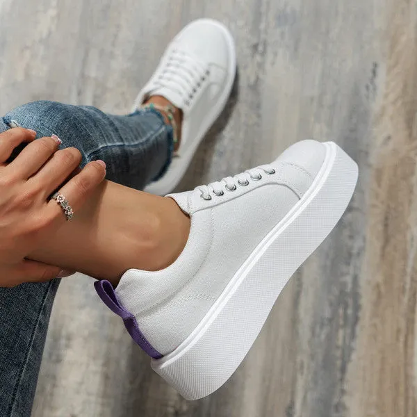 Purpdrank - White Casual Patchwork Solid Color Round Comfortable Flats Shoes