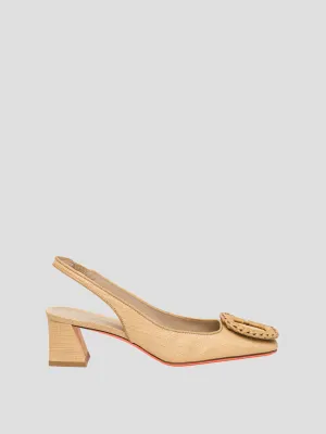 Raffia Square Toe Slingback