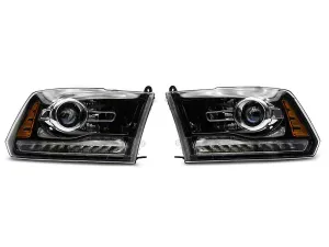 Raxiom Projector Headlights Dodge Ram 1500 Factory Halogen (09-18) [OE-Style] w/ LED Halo & Switchback Turn Signals