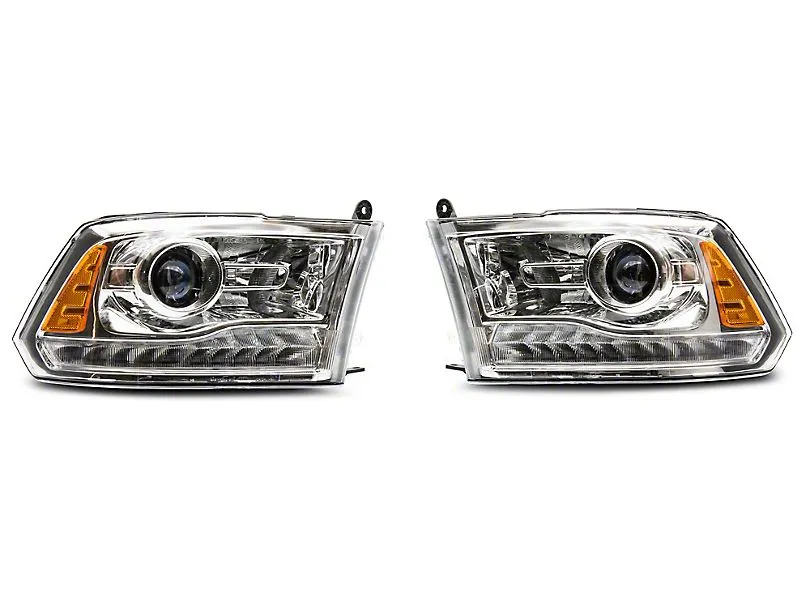 Raxiom Projector Headlights Dodge Ram 1500 Factory Halogen (09-18) [OE-Style] w/ LED Halo & Switchback Turn Signals