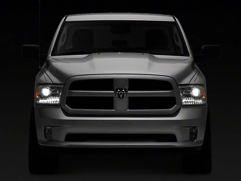 Raxiom Projector Headlights Dodge Ram 1500 Factory Halogen (09-18) [OE-Style] w/ LED Halo & Switchback Turn Signals