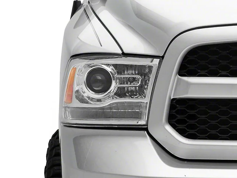 Raxiom Projector Headlights Dodge Ram 1500 Factory Halogen (09-18) [OE-Style] w/ LED Halo & Switchback Turn Signals