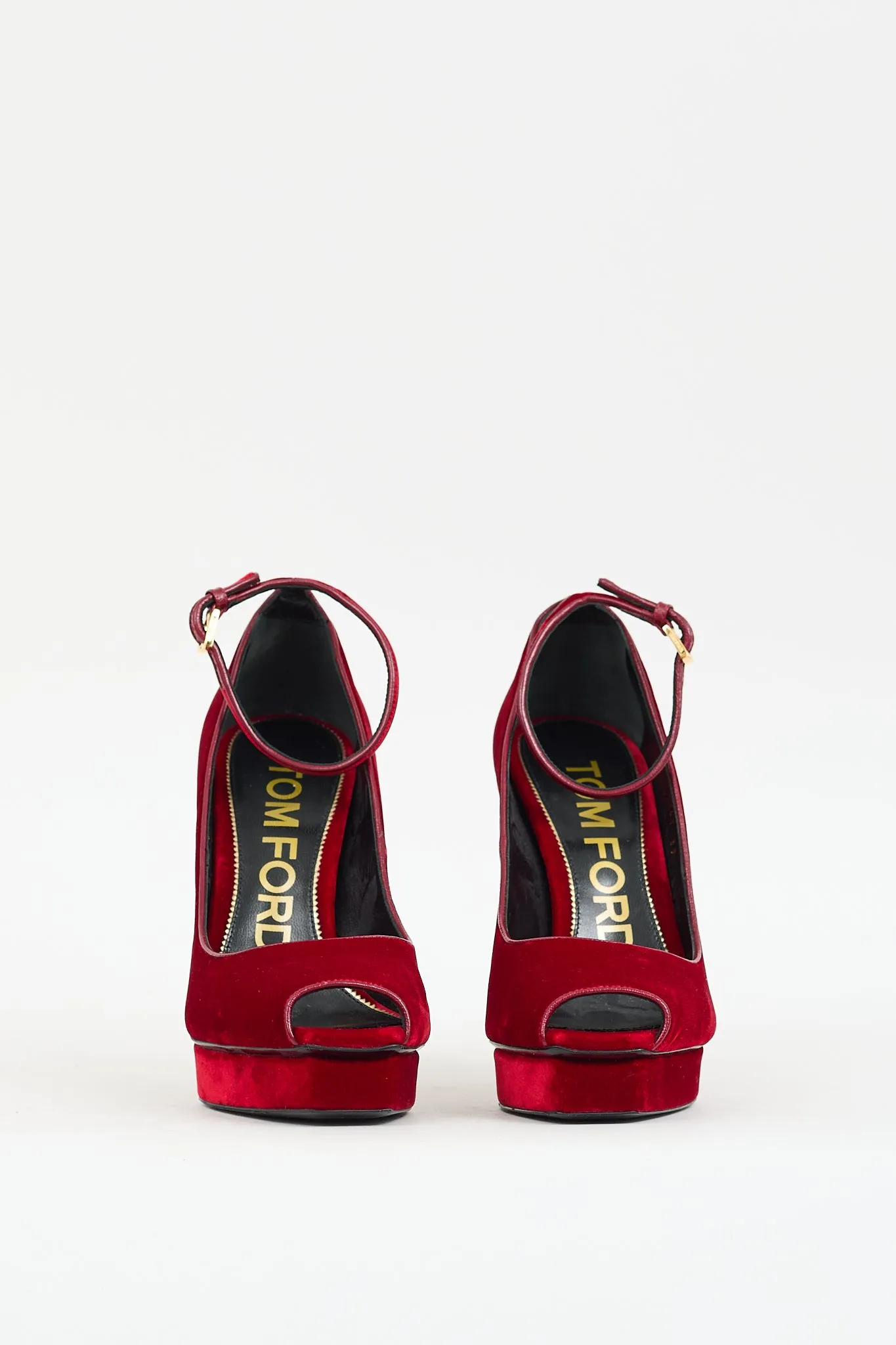 Red Velvet Ankle Strap Platform Heel