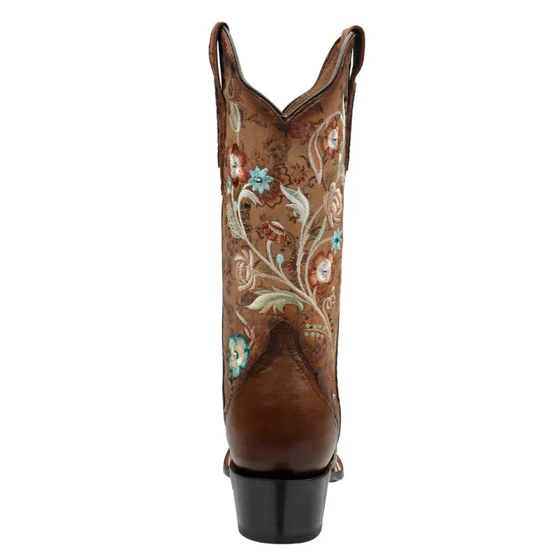 Rio Grande Women's Pacific - Embroidered Flowers Western Boots - Square Toe